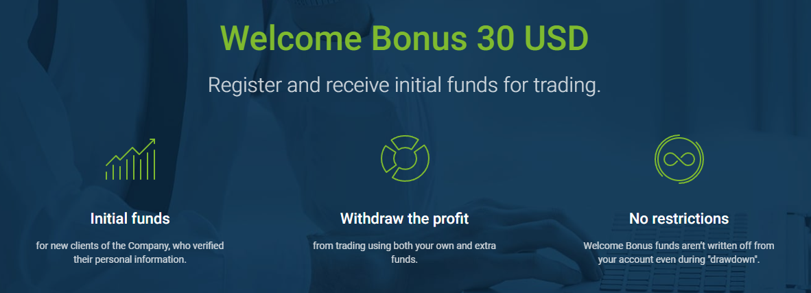 Welcome Bonus 30 USD от робофорекс